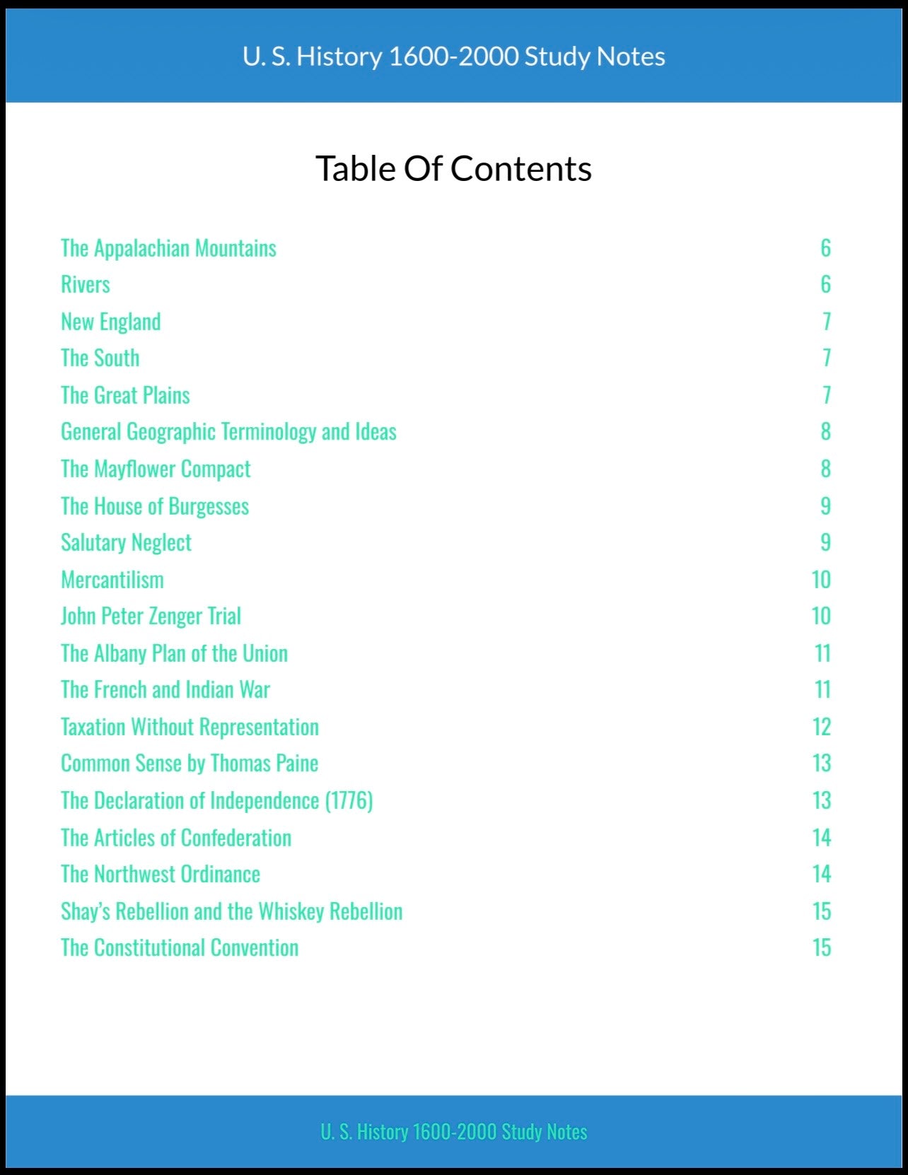 US History Study Notes — Core Concepts & Events 1600–2000